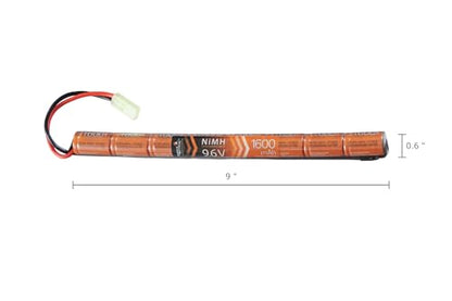 Lancer Tactical NIMH Airsoft Battery Compatible with Lancer AEG Airsoft (9.6V, 1600 mAh Stick)