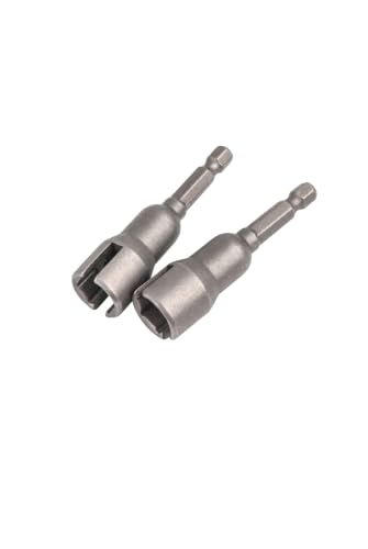 2 PCS Wing Nut Driver, 1/4" Hex Shank Slotted Wing Nut Socket, CR-V Steel Wing Nut Driver Bit, Power Tool Accessory for C Hooks and Eye Bolt, Universal for Most Cars (Silver)