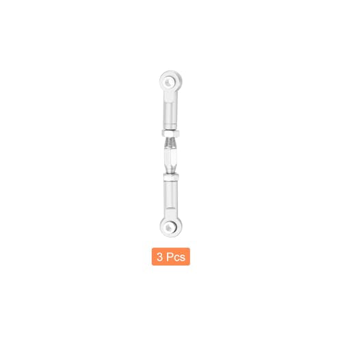 MECCANIXITY 3 Pcs Steering Servo Turnbuckle Rod RC Aluminum Alloy Linkages for HSP 1/10 94123 On-Road RC Car (Silver, 62mm) - color: Silver