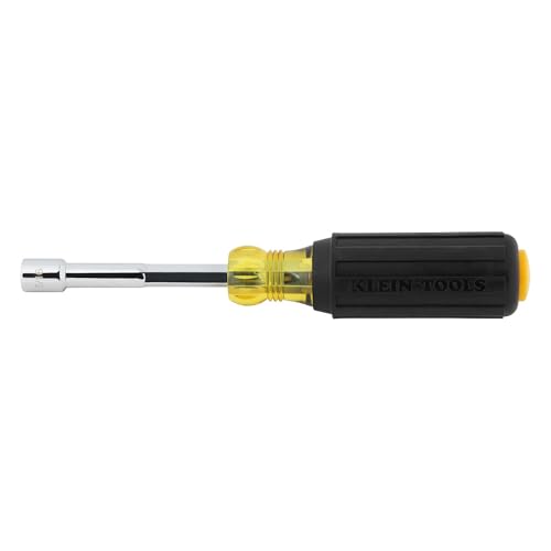 Klein Tools 654516 Heavy-Duty Hollow Shaft Nut Driver, Color-Coded 5/16-Inch Hex, Pass Through Design, 6-Point Socket, and Cushion-Grip Handle - size: 5/16-Inch