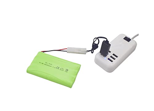 sea jump 2PCS 9.6V 2800mah AA Rechargeable Battery with Tamiya Plug and USB Charging Cable for RC Remote Control Vehicles, Trucks, Tanks, Engineering Vehicles, RC Ships, Toys, Car Batteries