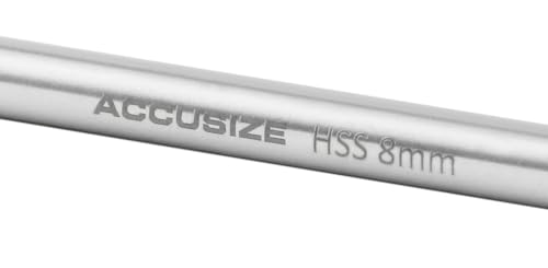 Accusize Industrial Tools Chucking Reamer, 8.0 mm, 0400-5080 | 8.0 mm ANSI HSS M2 Straight Shank Straight Flute Chucking Reamers, Right Hand, 7.04 mm Shank, 6 Flute, 6" OAL - size: 8.0 mm