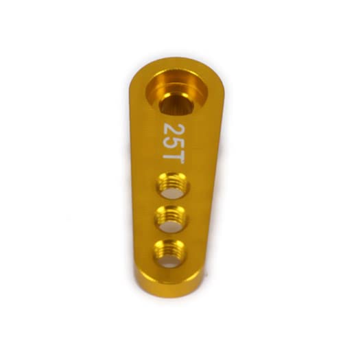 Aluminum 25T Steering Servo Horn Arm,RC Steering Servo Arm Horn for RC 1:8 1:10 Model Car/Boat Futaba HSP HPI Wltoys Himoto Redcat Axial 3 pcs/Set（Yellow） - color: Yellow