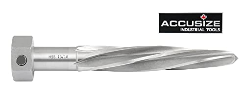 Accusize Industrial Tools 13/16 inch Bridge Reamer, Magnetic Hex Shank, Hss Spiral Flutes Aligning Reamers, Car Reamers, 1523-8035 | Magnetic Hex Shank, HSS Spiral Flutes Aligning Reamers, Size: 13/16", Flt Len: 5", OAL: 7", Hex Shank Size: 1-1/4" - size: