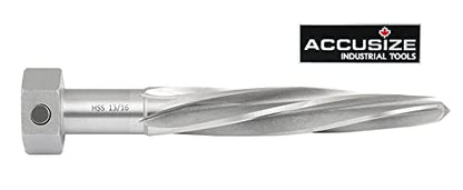 Accusize Industrial Tools 13/16 inch Bridge Reamer, Magnetic Hex Shank, Hss Spiral Flutes Aligning Reamers, Car Reamers, 1523-8035 | Magnetic Hex Shank, HSS Spiral Flutes Aligning Reamers, Size: 13/16", Flt Len: 5", OAL: 7", Hex Shank Size: 1-1/4" - size: