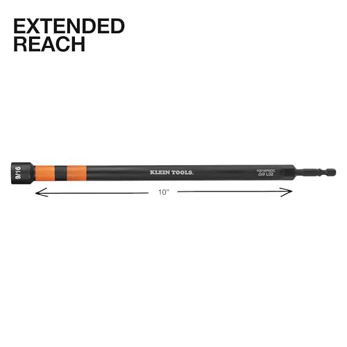 Klein Tools 10916PNDC 9/16-Inch Power Nut Driver, Magnetic Color-Coded Power Nut Driver, Impact-Rated with 10-Inch Extended Reach - size: 9/16" 10-Inch Extended