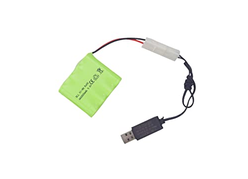 2PCS AA 9.6V 2800mah RC Battery Pack with Tamiya Plug with USB Charging Cable for Toy Tanks Engineering Department Flatbed semi-Trailer Truck RC Remote Control car Ni-MH high Capacity Battery