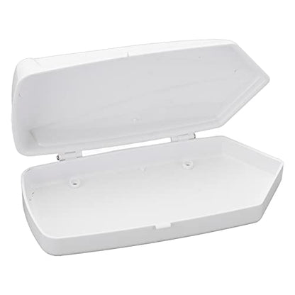 RC Car Roof Carrier Box, Simulation RC Roof Trunk Luggage Suitcase Storage Box with Stickers & Mounting Brackets for 1/10 1/8 RC Car Parts (White)