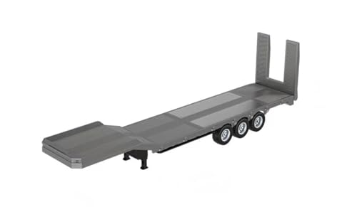 1/18 Scale Flatbed Trailer for 770S Tractor, Heavy Duty RC Semi Trailer Model with Adjustable Ramps Stands, Adult Collectible Truck Accessory - color: Silver Flatbed