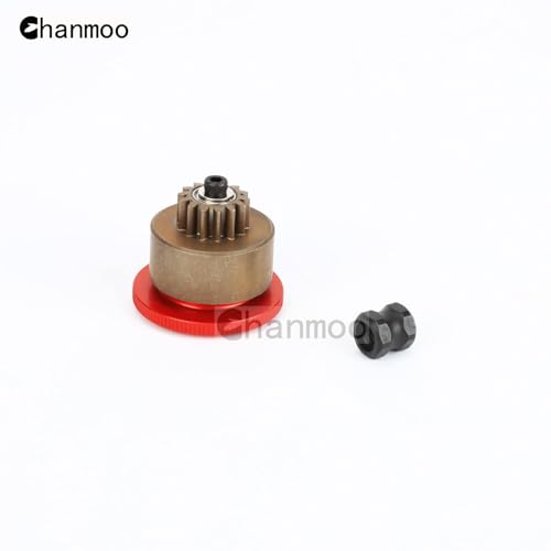 1/8 RC Car 14T Clutch Bell Flywheel Assembly Kit Shoes Bearings Gear Engine Nut Springs Cone for 1:8 RC Buggy Truck Car KYOSHO HPI HSP Axial Himoto 21-28cxp Nitro Engine Parts (Red) - color: Red
