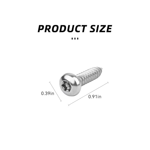 Anti Theft License Plate Screws Kits, Rustproof Stainless Steel Mounting Hardware for Car Tag Plate Frames Covers, Button Head Bolts Fasteners Kits for Auto License Plates (Silver, 4-AT)