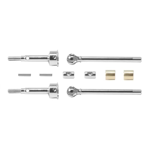 Steel Front Rear Axle Shafts 5mm Extended +2mm Thread Longer Driveshaft for 1/18 RC Crawler Car TRX4M Upgrade Parts (Silver) - color: Silver