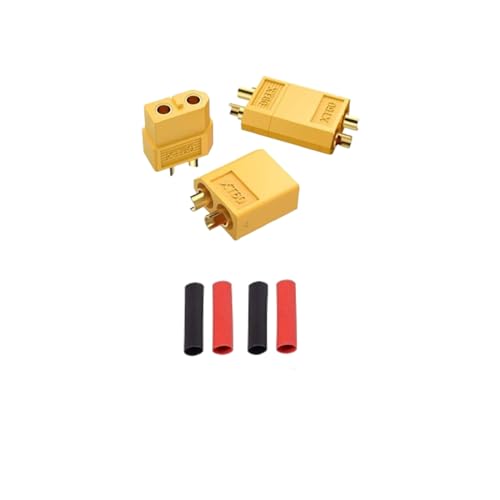 Xt60 Connector, 10 Pairs XT60 XT-60 Male and Female Bullet Connector Power Plug with 20 Pairs of Heat shrinkable Tubes, Suitable for Remote Control Aircraft auto Parts.skrnrhrery