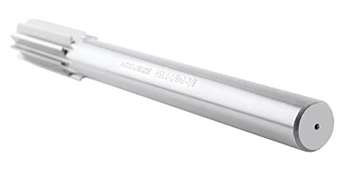 Accusize Industrial Tools 1-1/8'' H.S.S. M2 Straight Shank Straight Flute Chucking Reamer, Flute Length 2-7/8'', Oal 11'', 10 Flute, 5015-0305 | 1-1/8" HSS M2 Straight Shank Straight Flute Chucking Reamer, Flt Len 2-7/8", OAL 11", Right Hand Cut, 10 Flute