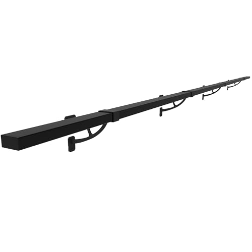 Foot Rail Kit–Wall Mounted Bar Railing Multiple Sizes (7 Feet) | Black Heavy Duty Metal Railing Hardware, Combined Installation and Sturdy Square Tube Design, for Restaurant, Bar,Office,Home - size: 7 Feet