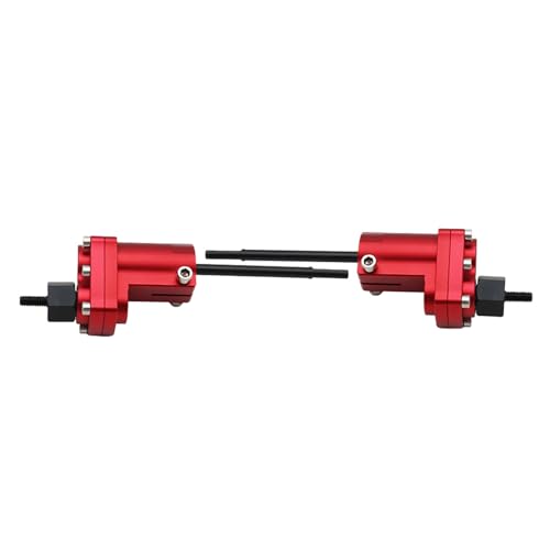 1/10 RC Crawler Aluminum Portal Front and Rear Axle Set for Axial SCX10 II 90046 90047 AR44 – CNC Alloy Axles with Steering Link Upgrade Parts for SCX10 Trucks (Red Rear Axle) - color: Red Rear Axle