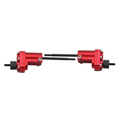 1/10 RC Crawler Aluminum Portal Front and Rear Axle Set for Axial SCX10 II 90046 90047 AR44 – CNC Alloy Axles with Steering Link Upgrade Parts for SCX10 Trucks (Red Rear Axle) - color: Red Rear Axle