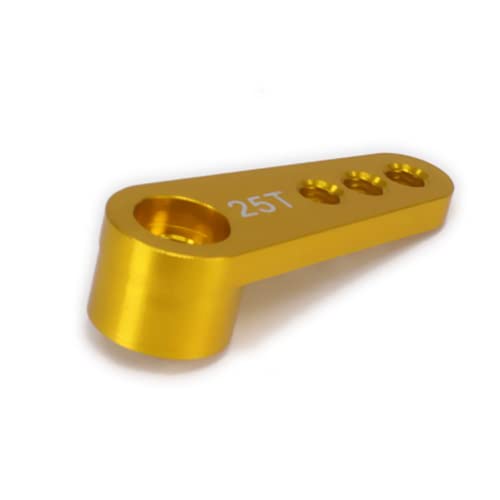 Aluminum 25T Steering Servo Horn Arm,RC Steering Servo Arm Horn for RC 1:8 1:10 Model Car/Boat Futaba HSP HPI Wltoys Himoto Redcat Axial 3 pcs/Set（Yellow） - color: Yellow