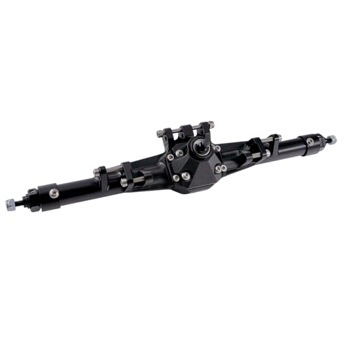 CNC Aluminum Rear Axle Assembly for 1/10 RC Crawler, Metal Axle Housing Upgrade Part for H10 RC Crawler (Black/Silver) (Black) - color: Black