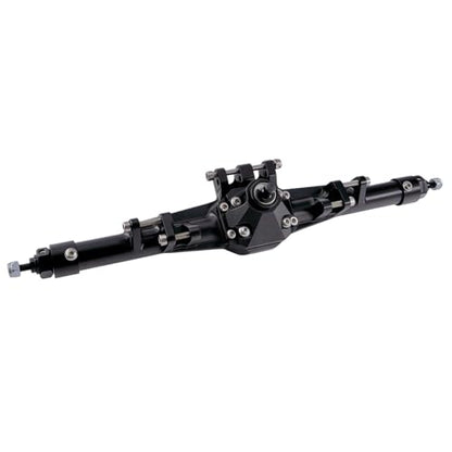 CNC Aluminum Rear Axle Assembly for 1/10 RC Crawler, Metal Axle Housing Upgrade Part for H10 RC Crawler (Black/Silver) (Black) - color: Black