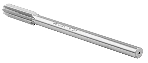 Accusize Industrial Tools 15.0 mm H.S.S. M2 Straight Shank Straight Flute Chucking Reamers, Right Hand, Shank Dia 11 mm, 6 Flute, 8'' Oal, 0400-5150 | 15.0 mm HSS M2 Straight Shank Straight Flute Chucking Reamers, RH, Shank 11 mm, 6 Flute, 8" OAL - size: