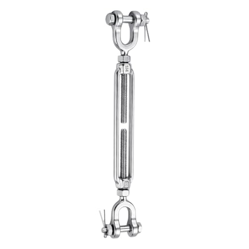 1/4 Turnbuckle Heavy Duty 304 Stainless Steel Turnbuckle Tensioner, 1600 lbs Working Load Limit, Jaw and Jaw Turnbuckles for Cables Wire Shade Sail Deck Ground Anchor - size: 1/4"(M6)-1PCS