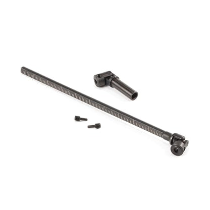 130mm Steel SCX24 Cut-to-Length Driveshaft with D Hole, 1 PCS | Machined Heat Treated Alloy Steel, with Set Screws, 3mm D Shaped Input Ends, Fits Axial 1/24 RC Crawler Custom Builds