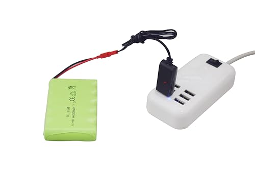 sea jump 2PCS 7.2V 2800mah AA Rechargeable Ni-MH Battery with JST-2P Plug and USB Charging Cable for New Cersion TR-211 TR-212 TR-215 550 RC Excavator, Truck, Engineering Cehicle TR-211 RC Toy