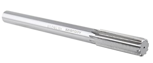 Accusize Industrial Tools 7/8'' H.S.S. Straight Shank Straight Flute Chucking Reamer, Flute Length 2-5/8'', Oal 10'', Right Hand, 8 Flute, 5015-0245 | 7/8" HSS Straight Shank Straight Flute Chucking Reamer, Flt Len 2-5/8", OAL 10", Right Hand Cut, 8 Flute