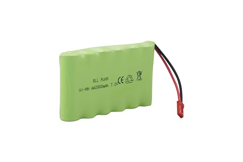 sea jump 2PCS 7.2V 2800mah AA Rechargeable Ni-MH Battery with JST-2P Plug and USB Charging Cable for New Cersion TR-211 TR-212 TR-215 550 RC Excavator, Truck, Engineering Cehicle TR-211 RC Toy
