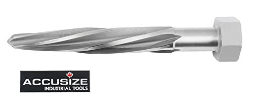 Accusize Industrial Tools H.S.S. Aligning Reamer - 13/16'' Diameter, 5'' Flute Length, 7'' OAL, Hex Shank, Spiral Flute, 0523-6035 | HSS Aligning Reamer, 13/16" Dia, 5" Flute, 7" OAL, Hex Shank, Spiral Flute - size: 13/16 inch