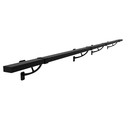 Foot Rail Kit–Wall Mounted Bar Railing Multiple Sizes (6 Feet) | Black Heavy Duty Metal Railing Hardware, Combined Installation and Sturdy Square Tube Design, for Restaurant, Bar,Office,Home - size: 6 Feet