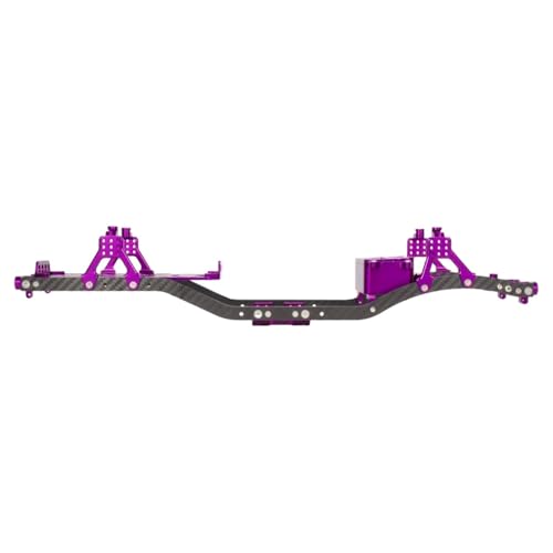SCX10 Chassis Set for 1/10 RC Crawler w/Carbon Fiber Rails Metal Brace Skid Plate Adjustable Shock Mount Radio Box Battery Tray (Purple Set) - color: Purple Set
