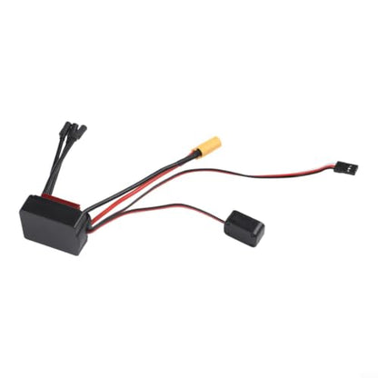 HG35A-V2 Sensorless Brushless ESC 35A Continuous Waterproof Dustproof 1/18 RC Car Controller 2-3S for lipo NiMH for multi Safety Protections External Program Port Adjustable Brake Punch Built-In 5.38V - size: D