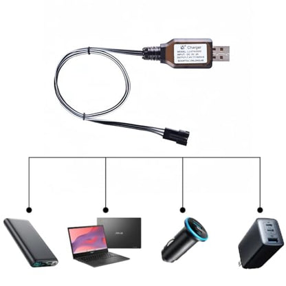 7.4V SM-3P Charger 3-Pin 2S li-on li-po USB Battery Charger with Protection Board for RC Car Boat Drone Shark Vacuum 2 Pcs
