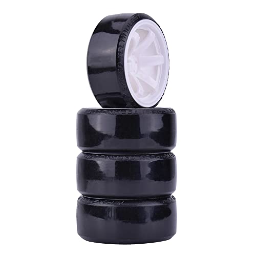 4Pcs 63mm RC Drift Car Tires Hard Tyres Plastic Wheel Rims for 1/10 On-Road Drifting Car for HSP Tamiya HPI Kyosho Spare Parts (White) - color: White