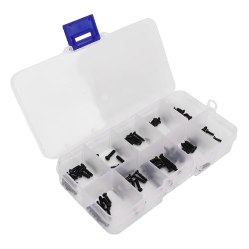 100Pcs RC Car Screws Box Kit, M2.3 M2.6 Repair Tool Accessory Screws Assortment Set with Storage Box Stainless Steel Hardware Fasteners for MJX16208 16207 16210 1/16 Brushless RC Car