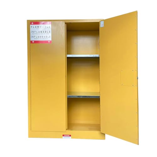 Flammable Liquid Storage Cabinet 43" x 18" x 65" Safety Hazardous Lockers | 45 Gal Fire Proof Safe, Double Wall Steel, 2 Manual Doors, Dual Locks, 2 Adjustable Shelves, For Gasoline Liquid Chemical - size: 43"*18"*65"