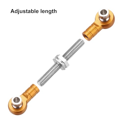 MECCANIXITY 4pcs Steering Servo Turnbuckle Rod RC Aluminum Alloy Linkages for HSP 1/10 94123 On-Road RC Car(Yellow) - color: Yellow, size: 32mm