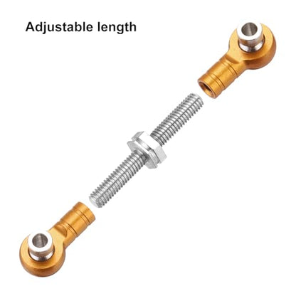 MECCANIXITY 4pcs Steering Servo Turnbuckle Rod RC Aluminum Alloy Linkages for HSP 1/10 94123 On-Road RC Car(Yellow) - color: Yellow, size: 32mm