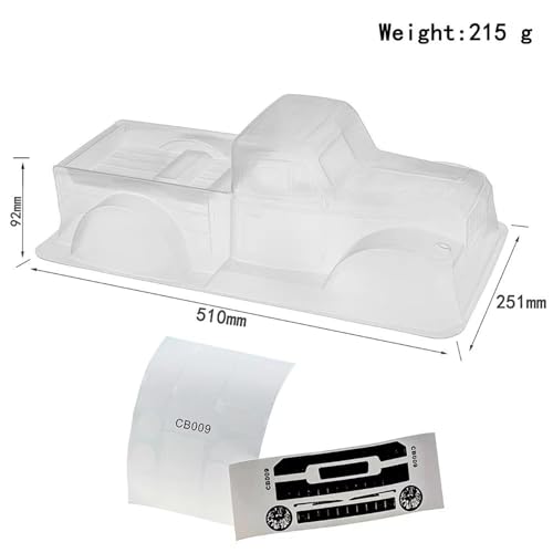 RC Cars Models Compatible with Trx4 for Axial Scx10 90046 for Rgt 86100 Yk4101 12.3inch 313mm Wheelbase Clear for Pickup Body Shell Kit 1/10 Rc Crawler