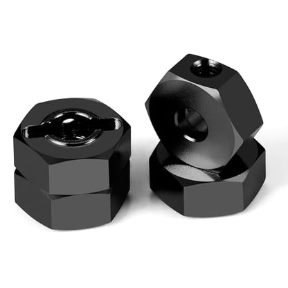 4PCS Aluminum Wheel Hex Hub Drive Adapter Combiner Coupler Compatible with Tamiya TT02 1/10 RC On Road Touring Car Upgrade Parts (Black) - color: Black