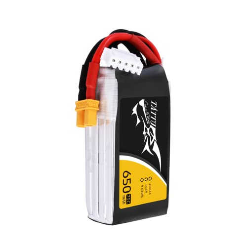 Tattu 650mAh 4S1P 75C 14.8V Lipo Battery with XT30 Plug - size: 1 Pcs