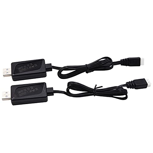 Blomiky 2 Pack 7.4V 1.6A Fast 2S Li-Po Li-ion Battery Charger Cable with XH-3P Connector for RC Boat Truck Drone Cars Vehicle / 7.4V 1.6A USB 2