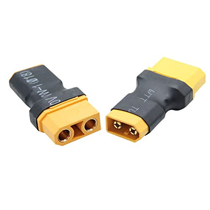XT90 to XT60 Connector Adapter, Expansion Plug, No Wire Gold Plated Plug | XT90 Female to XT60 Male RC Battery Conversion Plug, Plug and Play, for RC Lipo Battery ESC/Charger - 2Pcs - style: 2Pcs - XT90 Female to XT60 Male Plug