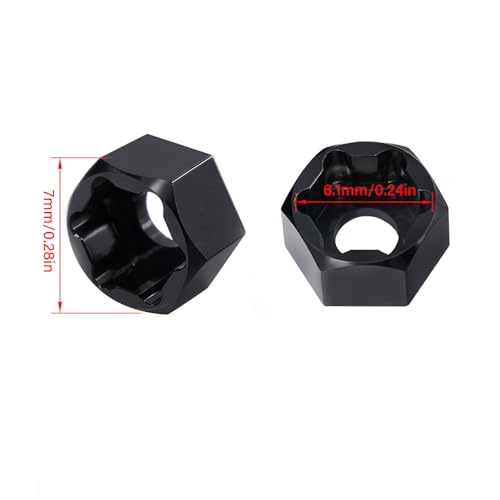 4Pcs 5mm to 7mm RC Wheel Hex Adapter, Aluminum Hex Hub Converter for 1/10 & 1/24 RC Crawler, CNC Machined Wheel Hub Adapter (Black) - color: Black