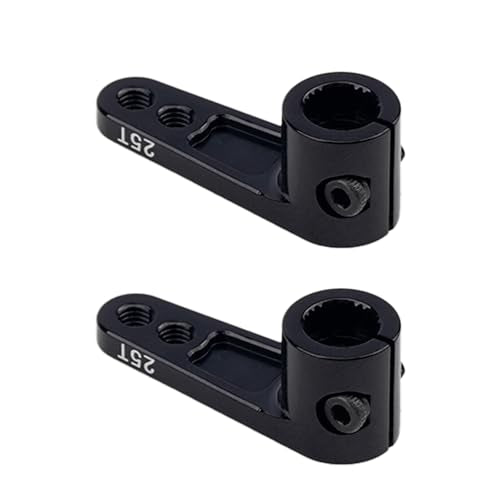2PCS TGCWENG CNC Aluminum Alloy 25T Servo Horn 25 Teeth Steering Arm Horn Suitable with Losi Tamiya HPI HSP Redcat Axila SCX10 90046 TRX4 Etc 1/10 RC Crawler car (Black) - color: Black