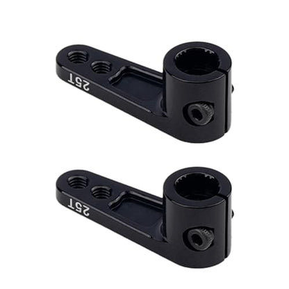 2PCS TGCWENG CNC Aluminum Alloy 25T Servo Horn 25 Teeth Steering Arm Horn Suitable with Losi Tamiya HPI HSP Redcat Axila SCX10 90046 TRX4 Etc 1/10 RC Crawler car (Black) - color: Black