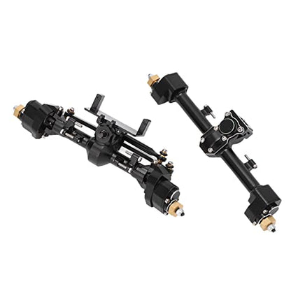RC Car Metal Front Rear Portal Axle Set Assembly, Aluminum Alloy Housing with CNC Machined Steel Gears for Axial 1/24 SCX24 Upgrade (Black) - color: Black