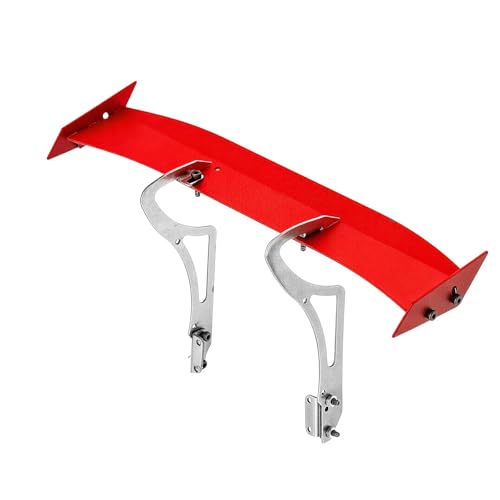 RC Spoiler, Red Aluminum Rear Wing for 1/10 On Road Car | Fits many 1/10 on-road/drift/touring RC body shells; 170 mm wide, 86 mm tall, DIY mounting required